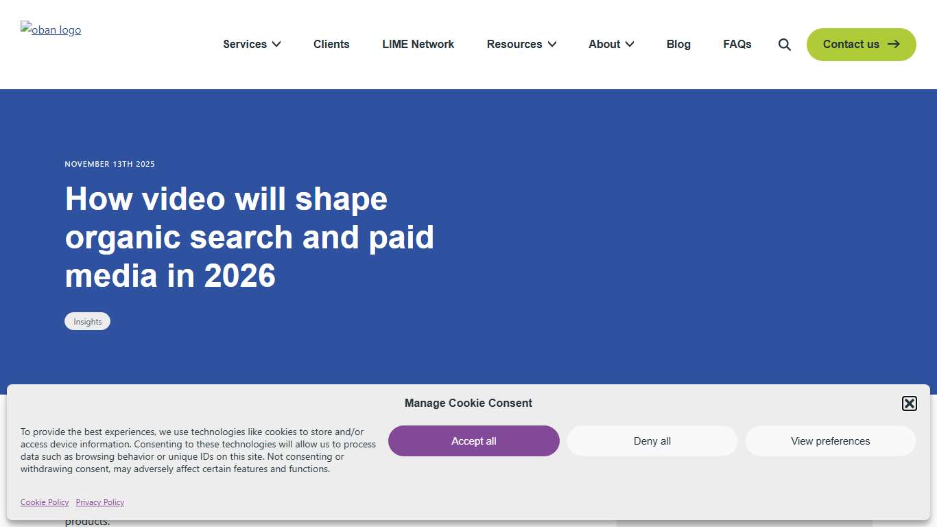 How Video Will Shape SEO & Paid Media in 2026 - Oban International